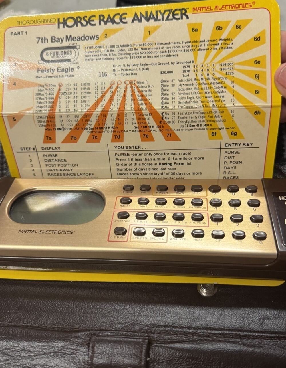 Mattel Electronics Horse Race Analyzer Game Working Tally Sheets Case 1979